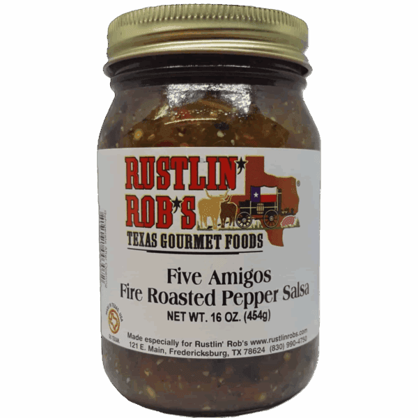 Five Amigo's Fire Roasted Pepper Salsa • Rustlin' Rob's Gourmet