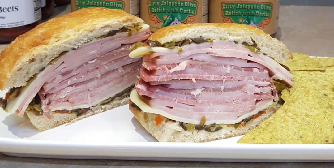 Muffaletta Sandwich with Rustlin’ Rob’s Dirty Jalapeno Olive Relish Muffaletta Sandwich with Rustlin’ Rob’s Dirty Jalapeno Olive Relish