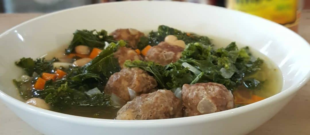 Kale and Meatball Soup with Rustlin’ Rob’s All Around Seasoning
