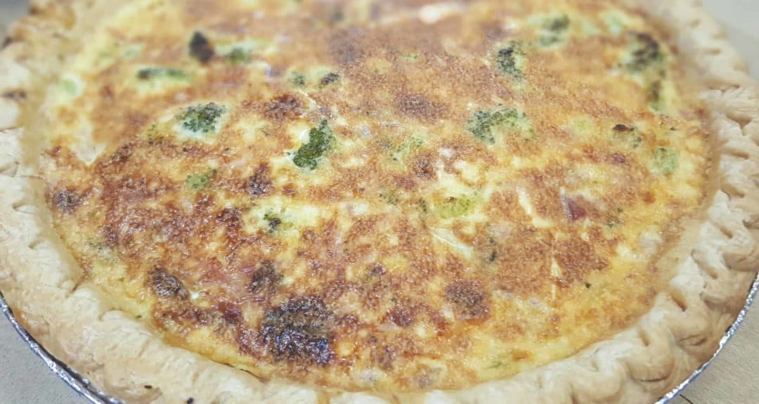 Ham and Broccoli Quiche made with Rustlin’ Rob’s Jolokia Hot Sauce