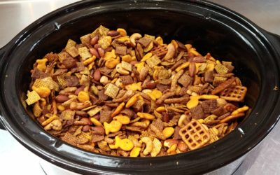 Slow Cooker Chex Party Mix with Rustlin’ Rob’s Very Very Hot Sauce, Cajun Seasoning, Rattlesnake Bite
