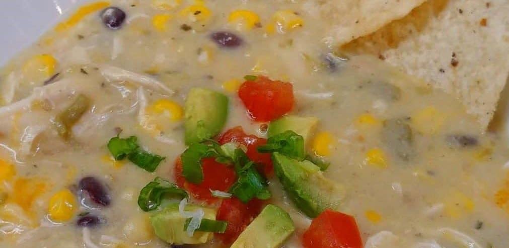 Slow Cooker Chicken Fajita Soup With Rustlin’ Rob’s Avocado Tomatillo Salsa (Spicy!)