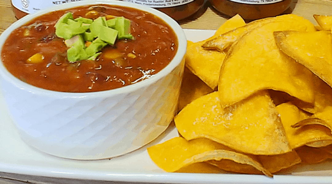 Oven Baked Chips w Tejas Black Bean & Corn Salsa