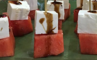 Melon Feta Bites with Rustlin’ Rob’s Strawberry Balsamic Vinegar