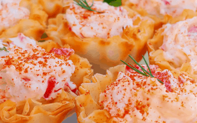 Crab Horseradish Cups with Rustlin’ Rob’s Onion Blossom Dip