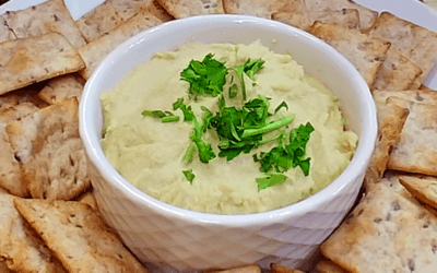Spicy Avocado Hummus with Rustlin’ Rob’s Roasted Garlic Oil