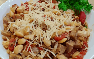 Sausage & White Bean Stew with Rustlin’ Rob’s All Around Seasoning and Chow Chow