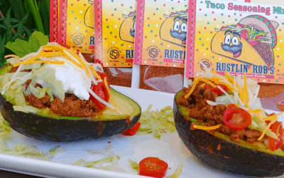 Taco Stuffed Avocado’s with Rustlin’ Rob’s Taco Taco Seasoning