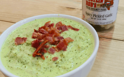 Cauliflower Spinach Chowder with Rustlin’ Rob’s Spicy Pickled Garlic