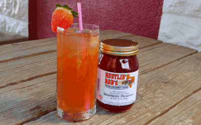 Strawberry Chamomile Gin Tea with Rustlin’ Rob’s Strawberry Preserves
