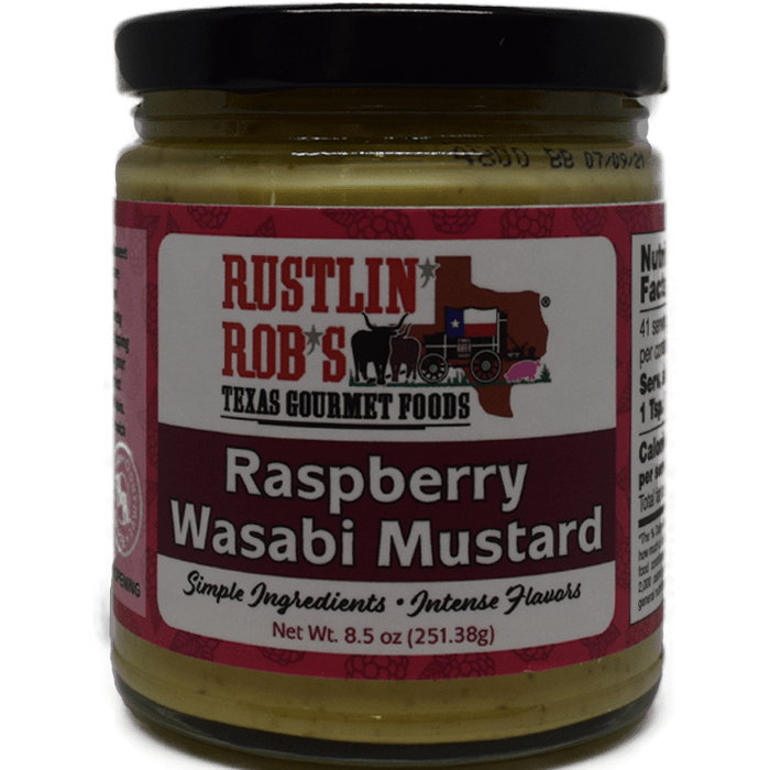 Raspberry Wasabi Mustard • Rustlin' Rob's Gourmet Texas Foods