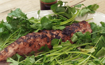 Grilled Pork Tenderloin with Rustlin’ Rob’s Roasted Garlic Oil