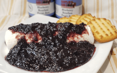 Goat Cheese Log with Rustlin’ Rob’s Blueberry Bourbon Pecan Jam
