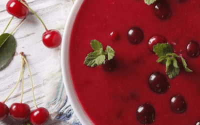 Chilled Summer Cherry Soup with Rustlin’ Rob’s Cherry Pineapple Habanero Glaze