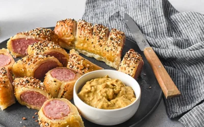 Kielbasa Pigs in a Blanket with Rustlin’ Rob’s Smokey Onion Mustard